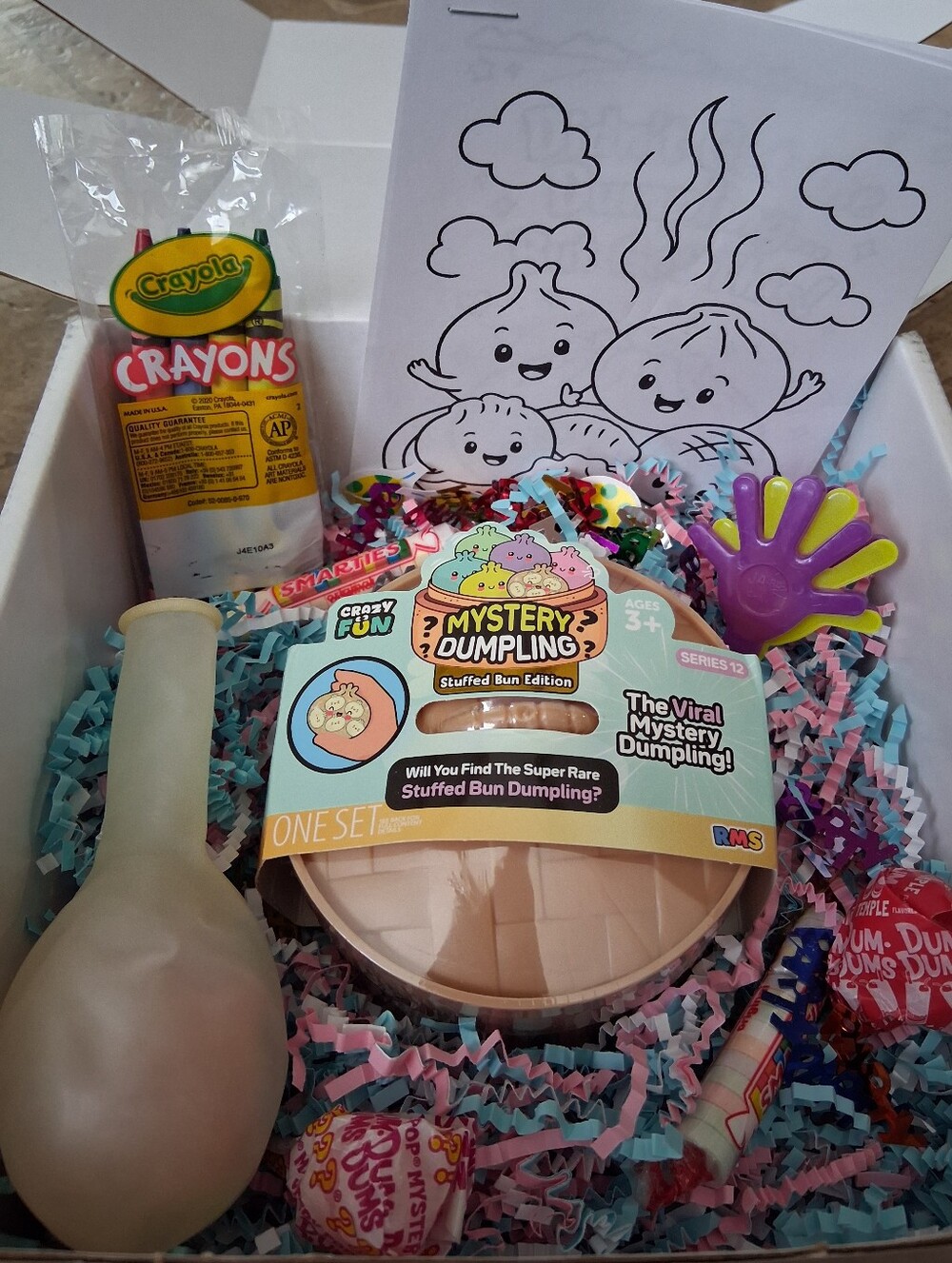 Crazy Fun RMS Stuffed Bun Mystery Dumpling Stuffed Bun Toy with Crayola Crayons
